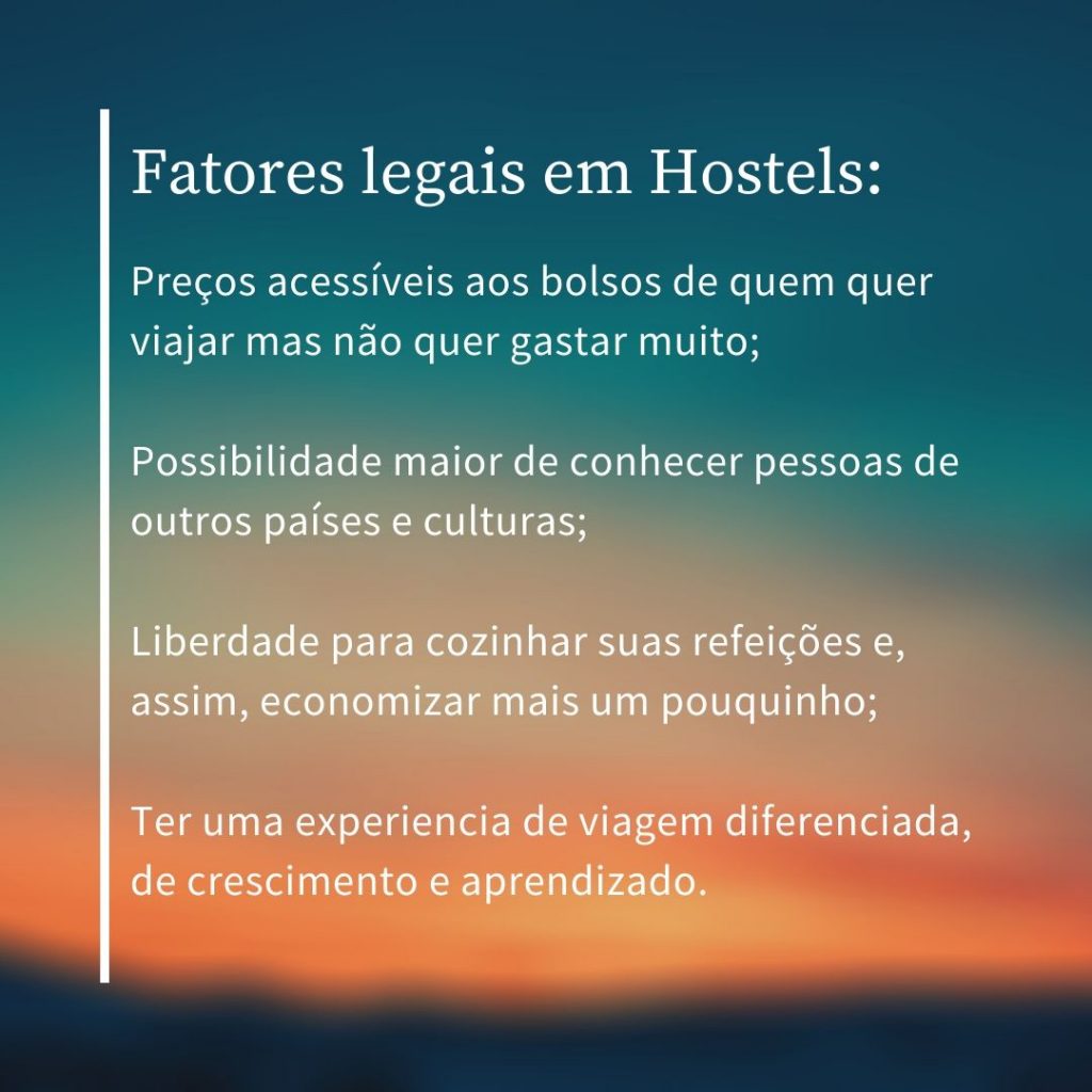 Listagem de bons fatores em hostel